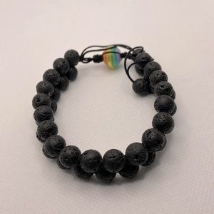 Double Beaded Lava Rock Pride Bracelet